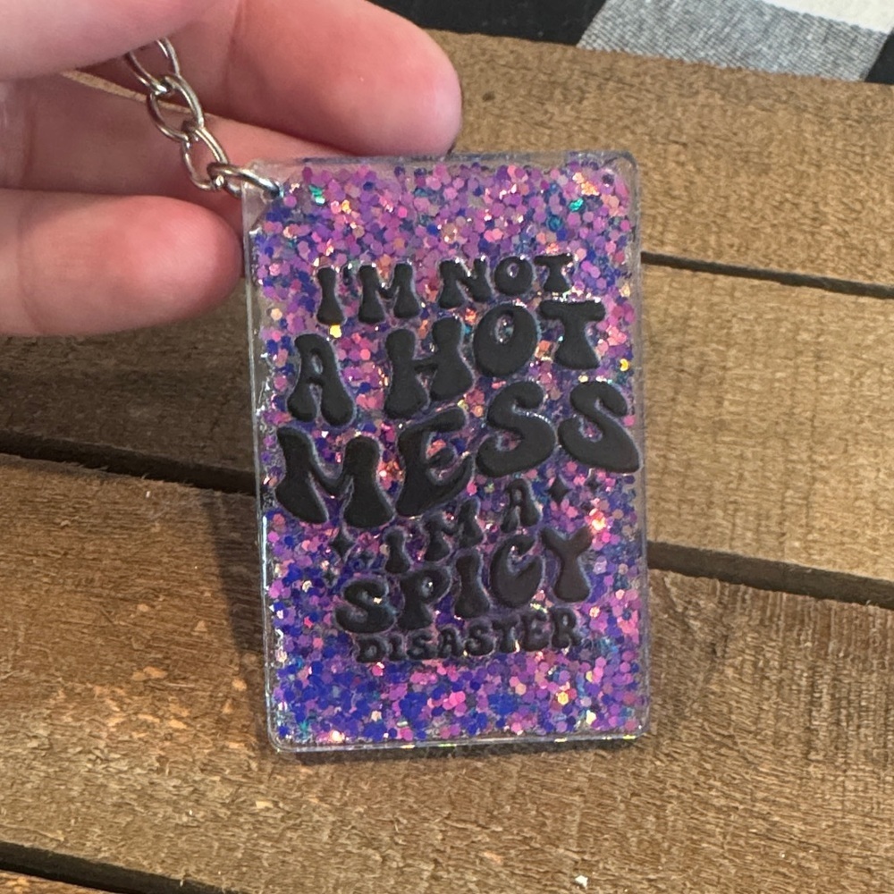 Purple Glitter Keychain Accessory
